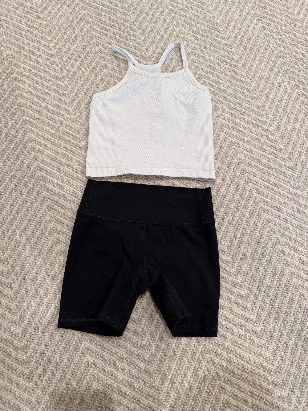 all in motion White Tank Top and Black Bike Shorts Kids Matching Set